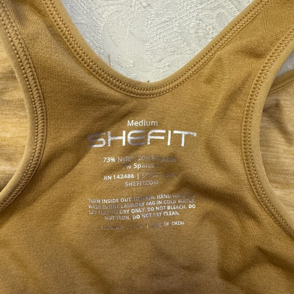 SHEFIT Size Med Lounge Bra Honey Wheat Sports Bra Zipper Front Wire Free 110004 - Picture 4 of 7